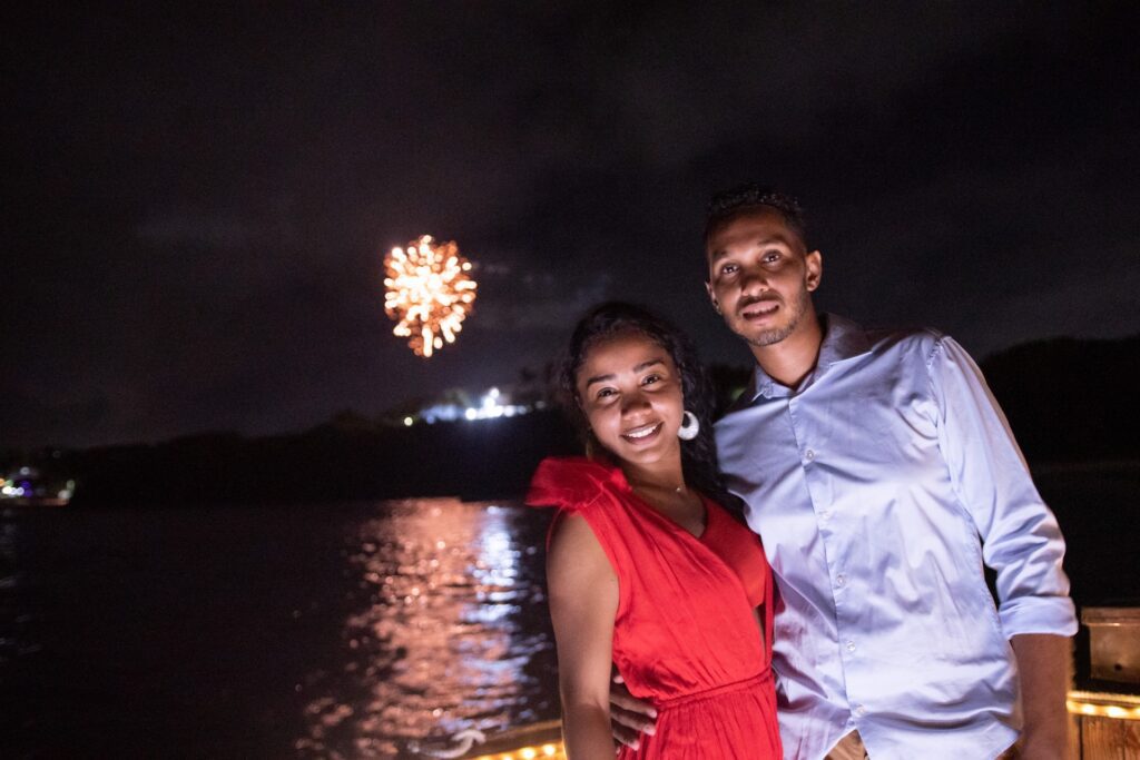 Couple under the stars on the boat